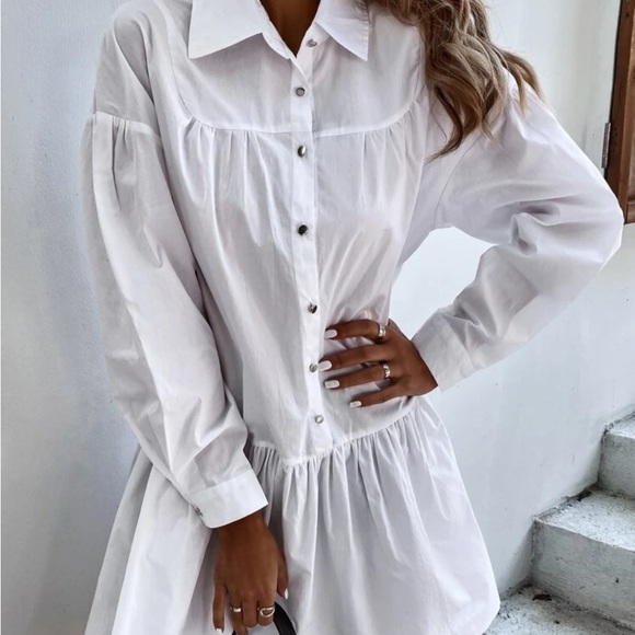 Button front ruffle hem shirt Dress without belt ! - Picture 2 of 4